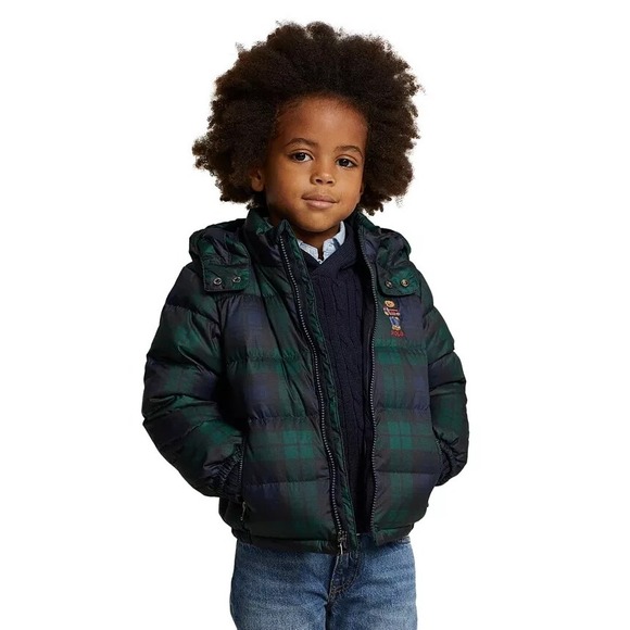 Polo Ralph Lauren Baby Boys Polo Bear Plaid Down Hooded Jacket Size‎ 9 Months 9 - Picture 6 of 10
